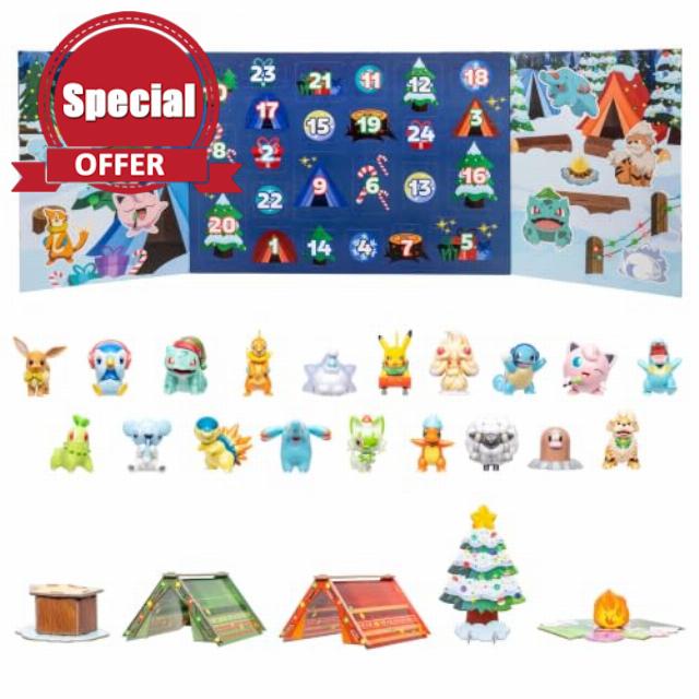 Jazwares Pokemon Holiday Calendar 2026 - Features 19 2-Inch Battle Figures with Special Finish and Five Unique Accessories