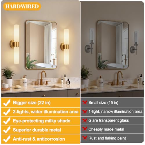 Modern Bathroom Sconces Wall Lighting with Milky White Glass