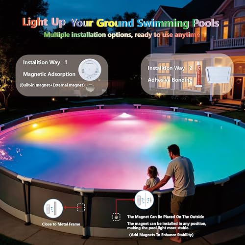 Rechargeable Underwater RGB 16 Colors Submersible LED Lights with Remote & Timer Off