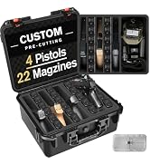 Pistol Gun Case for Multi Handguns - Hold Multiple Pistols & Magazines, Pre-cut Waterproof Hard S...