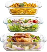 Borosilicate Glass Baking Dish – 3 piece Heat-Resistant Large Deep Casserole Dishes, Oven to Tabl...