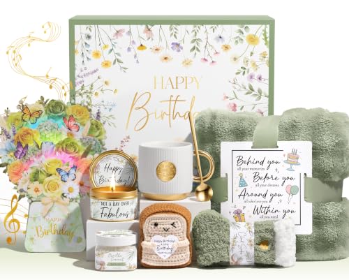 Happy Birthday Gift Box for Mom Sister Birthday Gifts Set w/ 3D Pop-up Musical Birthday Card
