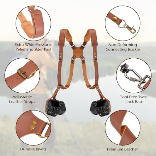 Double Camera Strap for DSLR/SLR Adjustable Camera Shoulder Strap