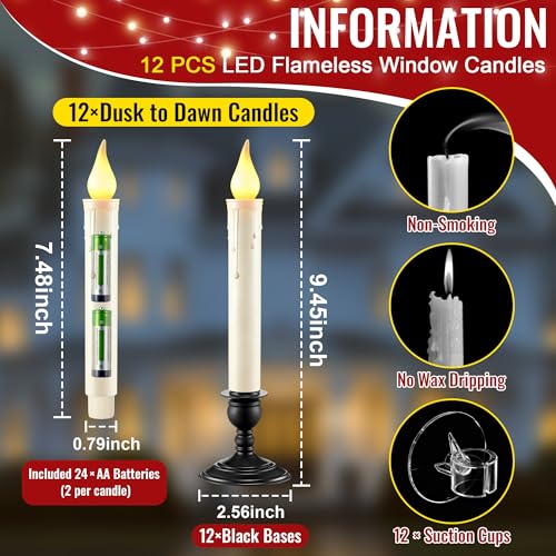 Ivory Flameless Taper Candlesticks with Removable Black Base & Suction Cups