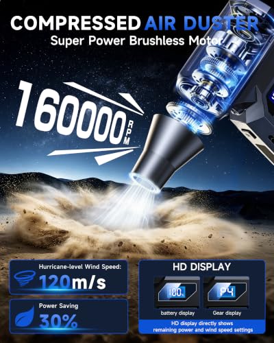 4 Speed Mini Air Duster with LED