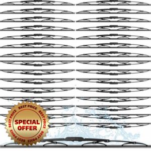 BBTO 30 Pack Wiper Blades Bulk 22 Inch Silicone Wipers Durable Automotive Replacement Windshield Wiper for All Seasons Cars Front Windshield Universal U/J Hook Passenger and Drive