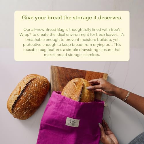 2 Pack - Meadow Magic | Beeswax Lined - Breathable Bread Storage - Plastic Free - Reusable - Keeps Homemade Bread Fresher Longe