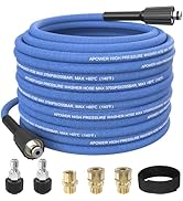 APOWER Kink Resistant Pressure Washer Hose 50 FT x 1/4", Super Flexible Power Washer Hose, High P...