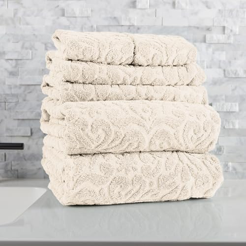2 Hand Towels and 2 Wash Cloths - Soft and Absorbent Bathroom Set for Shower