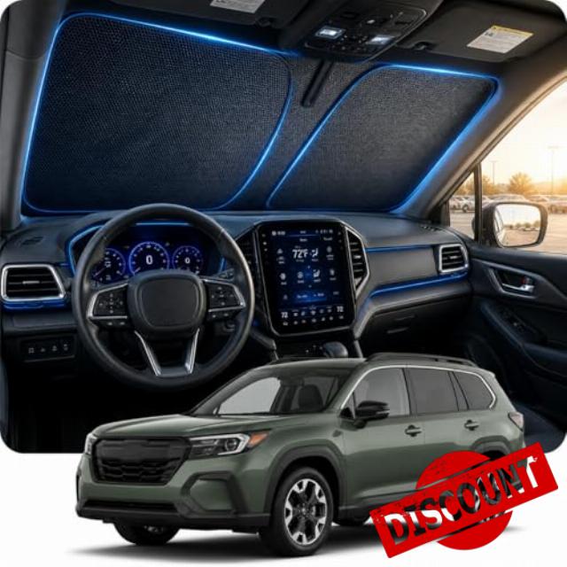 [2026 Upgraded] DooGooCoo Windshield Sun Shade for Subaru Forester 2019-2025 2026 [Cooling Ice-Crystal