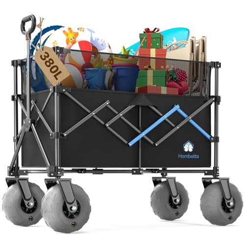450LBS Heavy Duty Foldable Wagon Cart | 9" All-Terrain Inflatable Tires