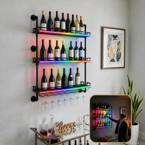 Metal Wall Wine Glass Rack for Home Bar Dining Room