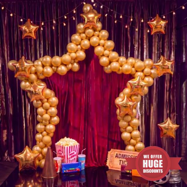 9FT Star Balloon Arch Stand Kit with 110 Gold Balloons                                                          Giant Metal Balloon Arch Frame Backdrop with Base