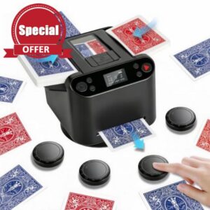 MAX6 Automatic Card Shuffler and Dealer Machine Rechargeable 2-in-1 with 4 Remotes For 1-2 Deck Supports 1-12 Players Built-in Gameplays-180°/360° Rotating for Poker