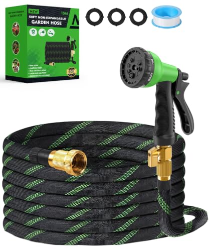 Non-Expandable Water Hose with 8 Function Spray Nozzle