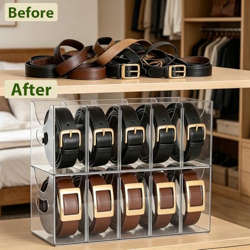 Belt Holder for Closet & Drawer Display Storage Box for Men & Wome