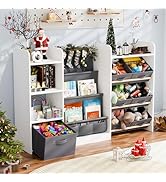 IKALIFE Kids Toy Book Storage Organizer - Large Bookshelf with 7 Removable Bins, Baby Bookshelf a...