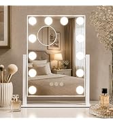 homtang Lighted Makeup Mirror with Smart Touch, 3 Color Modes & Stepless Dimming, for Desk Bedroo...