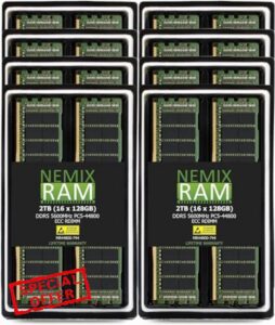 NEMIX RAM 2TB (16X128GB) DDR5 5600MHZ PC5-44800 CL46 4Rx4 1.1V 288-PIN ECC RDIMM Registered Server Memory KIT Compatible with Supermicro B13DET Motherboard