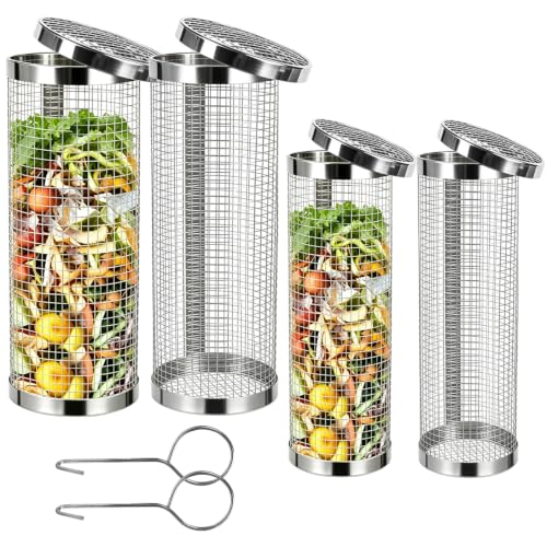 Stainless Steel Composter with Lid for Use in Outdoor Gardening from Kitchen Food Waste