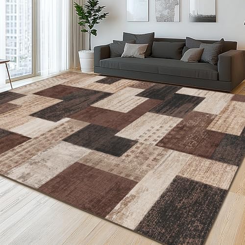 Chocolate 4'x 6' Large Rug Rockwood Collection Hardwood Floors Decor for Bedroom