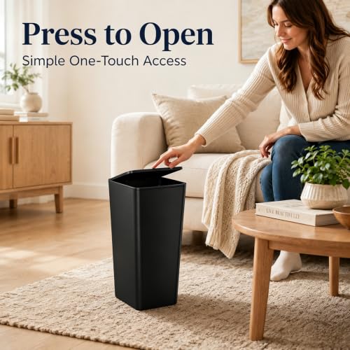 3 Pack Plastic Waste Basket with Press-Top Lids