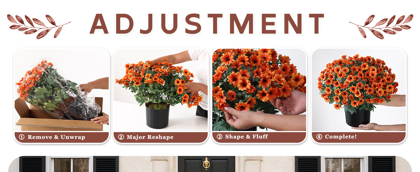 2 Set Artificial Fall Daisy Flowers Topiary for Front Porch