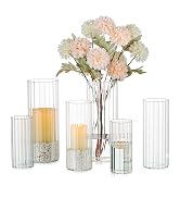 Glasseam Gold Hurricane Candle Holders: Set of 3 Brass Candlestick Holders Tall Taper Candle Hold...