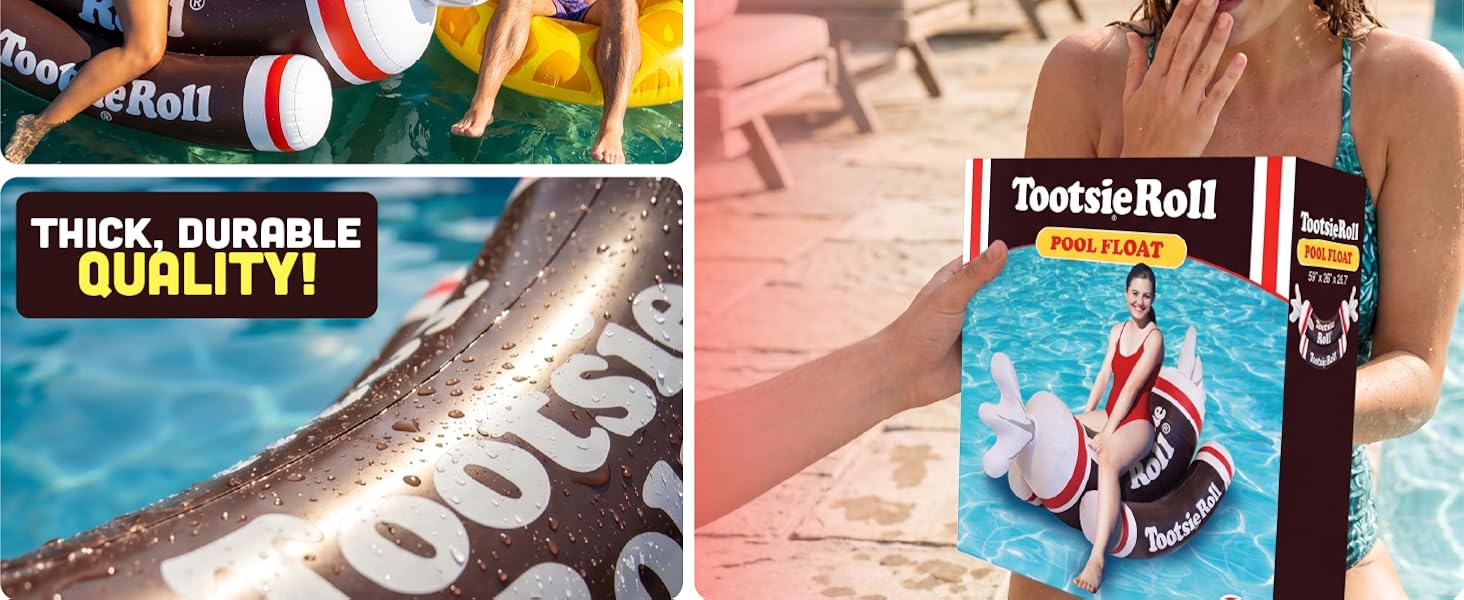 Tootsie Roll Ride On Pool Float, Rocking Pool Floats Adult, Big Floaties for Adults, Heavy Duty