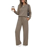 Ekouaer 2 Piece Sets for Women Lounge Set Airport Fall Travel Outfits 2026 | Pleated Top, Long Sl...