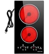2 Burner Electric Cooktop, Noxton 12 inch Built-in Electric Stove Top, 3000W 220-240v Ceramic Coo...