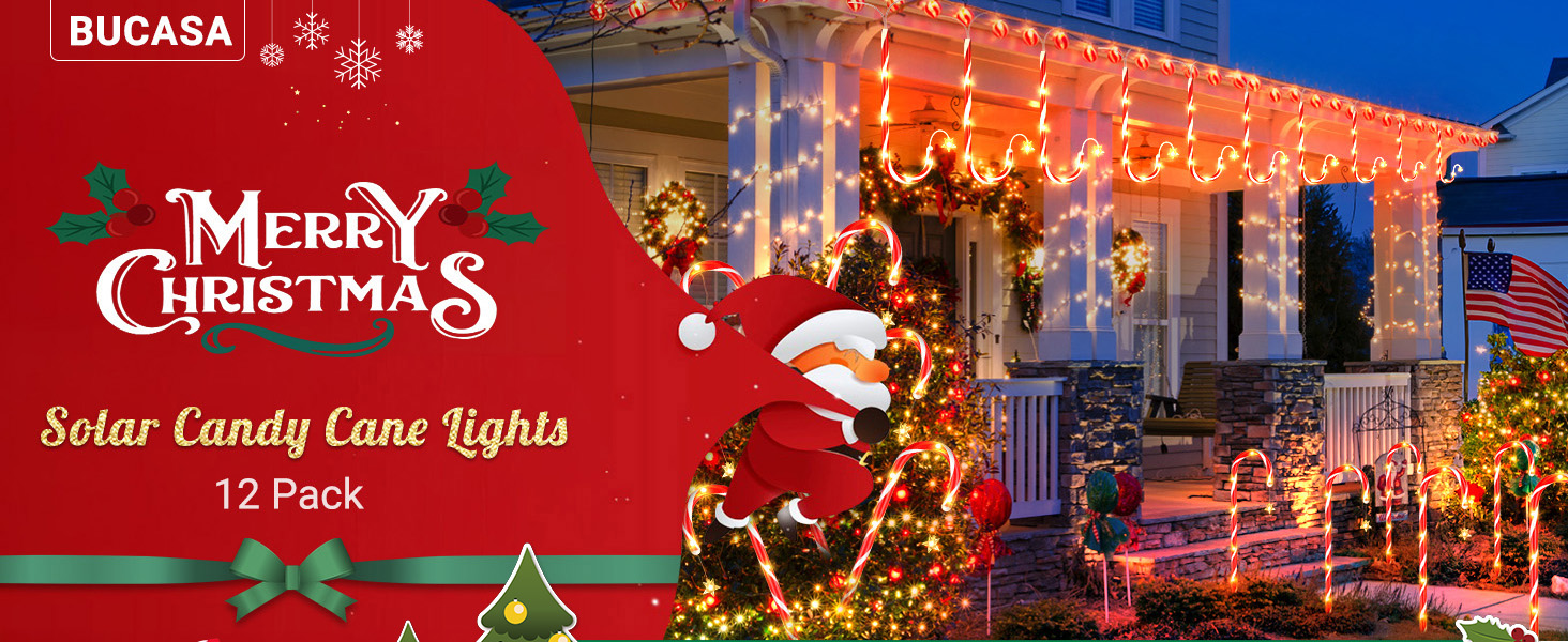 Christmas solar candy cane lights