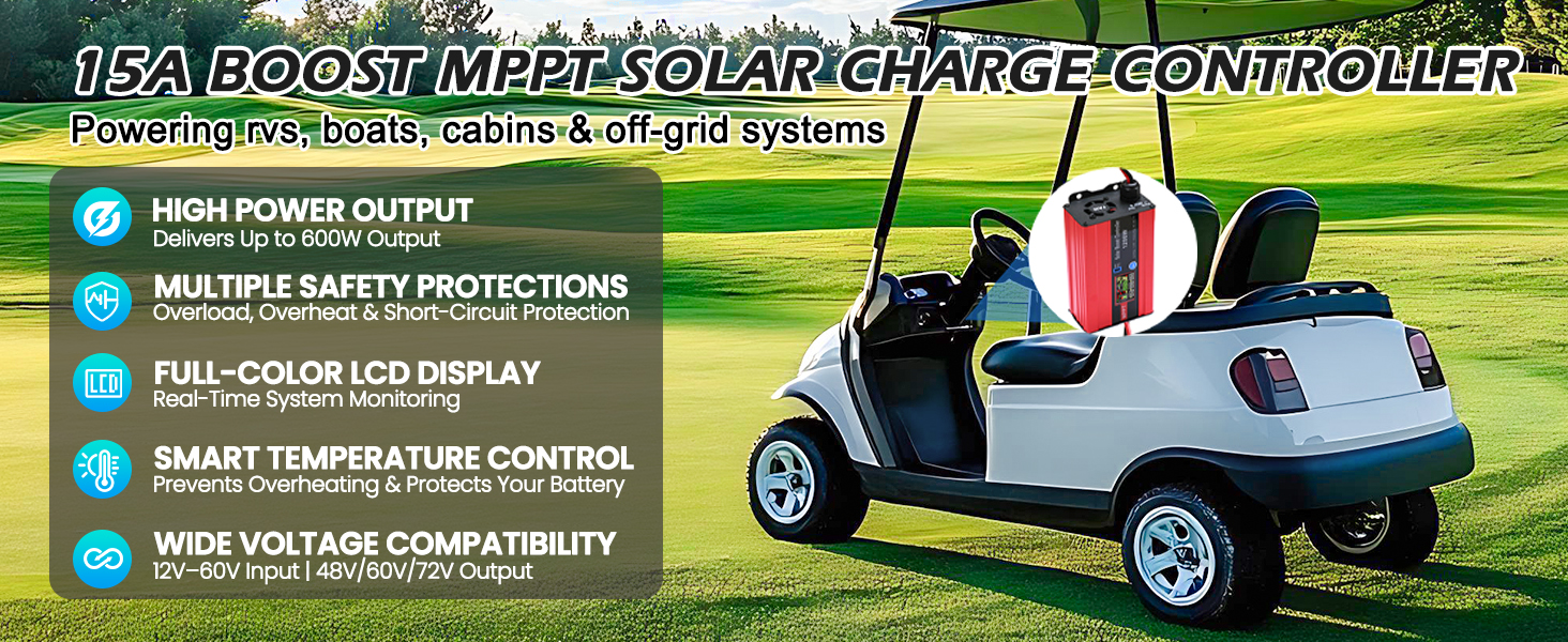 boost mppt solar charge controller 30a 48v 72v golf cart for 1200w charger lifepo4