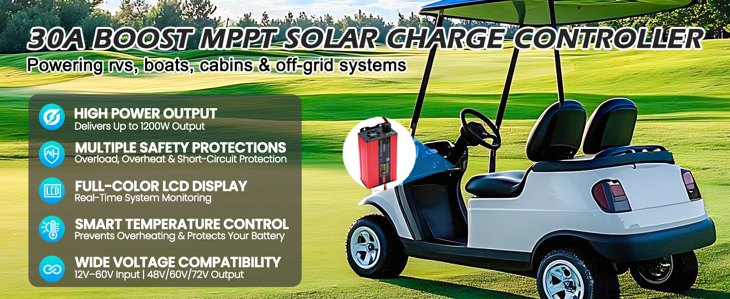 boost mppt solar charge controller 30a 48v 72v golf cart for 1200w charger lifepo4