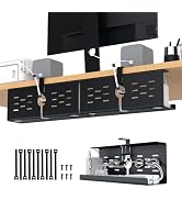 KEEGH 16'' Under Desk Cable Management Tray, No Drill Clamp/Screws Mount, Sturdy Metal Cable Tray...