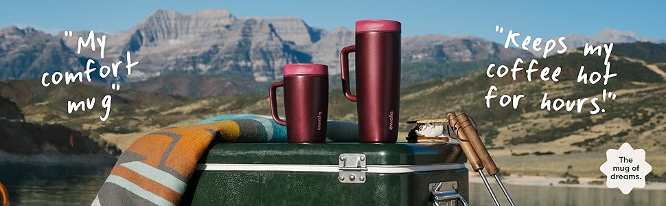 Image of Owala Smoothsip Slider features, handle, lock, ceramic