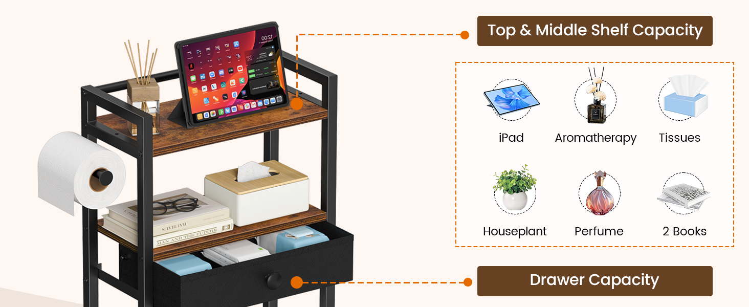toilet paper holder with storage drawer