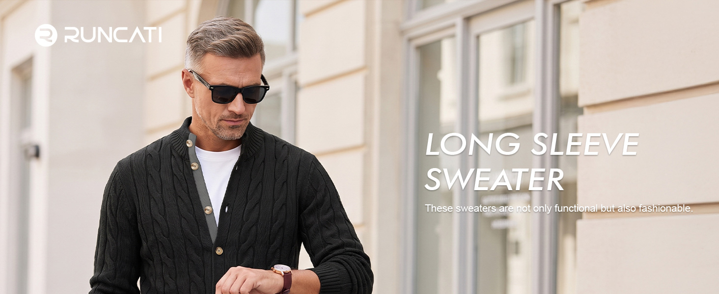 Long sleeve cable knit cardigan styled outdoors