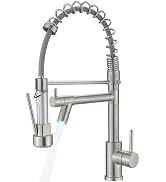BESy Modern LED Kitchen Faucet Two Function Pull Down Sprayer,Stainless Steel Single Handle Kitch...