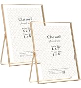 Classura Gold 5x7'' Floating Picture Frame Set of 2,For Photo Sizes (3.5x5'',4x6''),Beautiful Met...