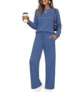 Ekouaer 2 Piece Sets for Women Lounge Set Airport Fall Travel Outfits 2026 | Pleated Top, Long Sl...