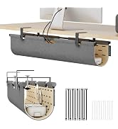 No Drill Under Desk Cable Management Tray, 30" Felt Cord Organizer | Clamp or Screw Mount, Conver...