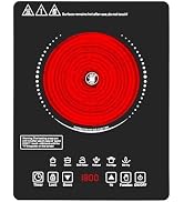 HUIPUSHE Single Burner Electric Cooktop,110V 1800W portable cooktop,single burner cooktop with LE...