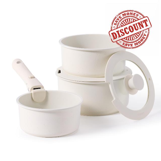 CAROTE 6pcs Nonstick Sauce Pan Sets with Lid 3 Sizes（1.5QT
