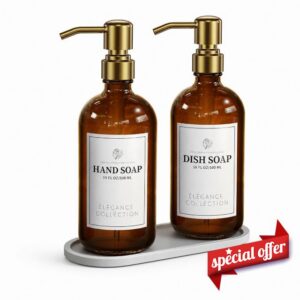 Fachixy Amber Glass Soap Dispenser 2 Pack