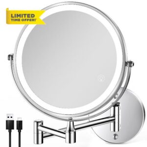 8.5 Inch Rechargeable Wall Mounted Lighted Makeup Mirror
