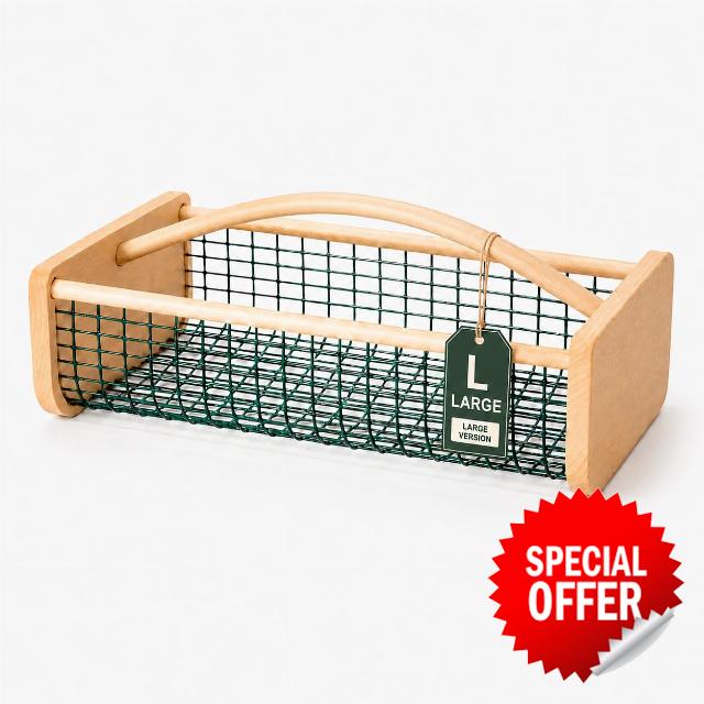Large Garden Harvest Basket for Vegetables                                                          Wooden Garden Hod with Handle
