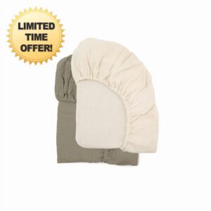 Snuggle Me Organic Cotton Crib Sheet 2 Pack (52″ x 28″) - Birch & Natural | Baby Crib Sheets Girl & Boy
