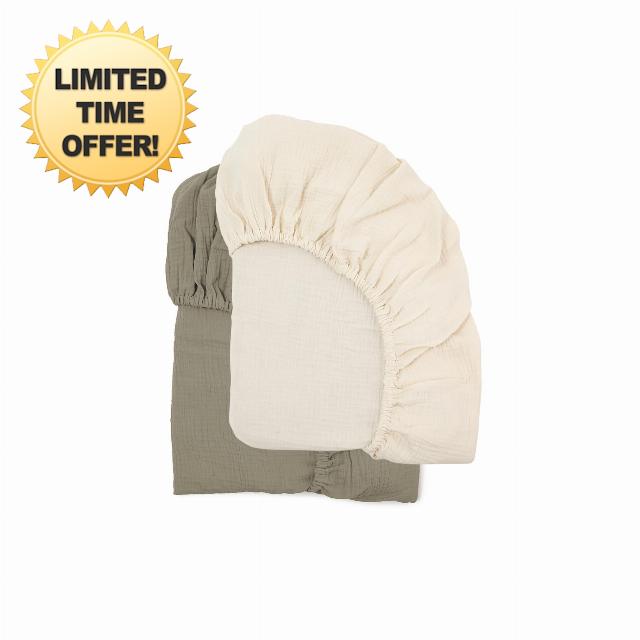 Snuggle Me Organic Cotton Crib Sheet 2 Pack (52″ x 28″) - Birch & Natural | Baby Crib Sheets Girl & Boy