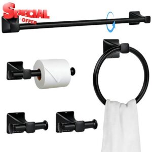 5-Piece Matte Black Bathroom Hardware Set